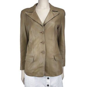 MACDOUGLAS 70’s VTG French Luxury Beige Lamb Soft‎ Leather Blazer Jacket S